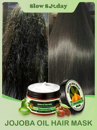 SlowSunday Jojoba Hair Mask, Deep Nourishing, Smoothing, Conditioning & Nourishing Hair, Suitable For All Hair Types, 50g, Suitable For All Hair Types, Perfect For Autumn And Winter Hair Care, Ideal For Holiday, Party, Travel, Outdoor Activity, Y2k Fashion, And Cosplay, Thanksgiving, Christmas, Holiday Gifts