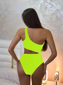 SHEIN Swim 女士条纹连体镂空腰部泳衣，度假风格