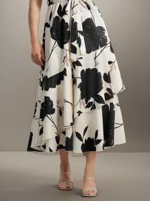 SHEIN Clasi 1pc Women Plus Size Drawstring Design Dress, Elegant Commuter Style For Summer - Apricot - View 5