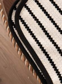 SHEIN Elladie kids 年轻女孩夏季新款简约黑白条纹黑色拼色可调节肩带连体裤，蝴蝶结腰带装饰，休闲运动连体衣 - 黑與白 - 查看 7