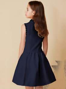 Girls Elegant Fashion Simple V-Neck Sleeveless Ruffled Collar Fitted White Shirt And High Waisted White Pleated Mini Skirt Set Fall Winter