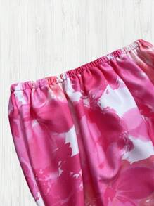 SHEIN LUNE Áo cánh rộng tay ngắn in hoa nhỏ nhắn cho nữ cỡ lớn, thiết kế mới cho mùa xuân/hè - Nhiều màu - Xem 4