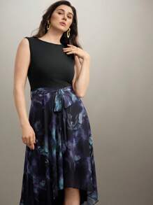 SHEIN Clasi Váy lưới vá không tay cỡ lớn mùa hè cho nữ, Váy dự tiệc thanh lịch mùa hè, Váy ngoài trời - Nhiều màu - Xem 4