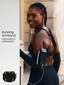 GLOWMODE 轻便透气触摸屏网眼可调节反光臂带包跑步训练健身健身房 - 黑色 - 查看 1