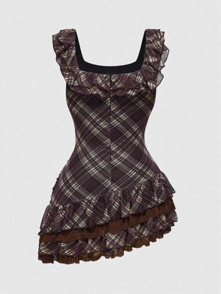 black lace mesh prom dress Straps Black Mesh Cutout Sequined Layered Long Prom Dress Black / 6