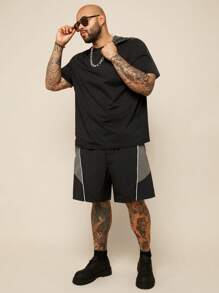 EASEVO Men Plus Wave & Japanese Letter Graphic Tee, Summer - Black - View 3