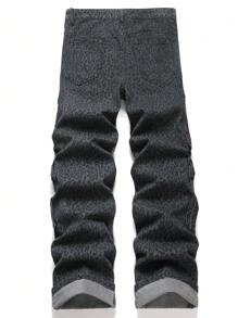 Chillumni Quần Jeans Denim Nam Họa Tiết Da Báo Có Túi Khóa Kéo Thường Ngày Đa Năng - Màu xám đen - Xem 2