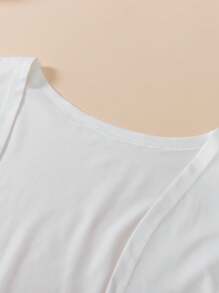 青少年女孩白色轻质针织披肩，女孩罩衫，可搭配吊带背心裙或吊带裙，防空调上衣 - 白色 - 查看 4