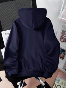 青少年男孩简约纯色浅灰色宽松休闲连帽运动衫