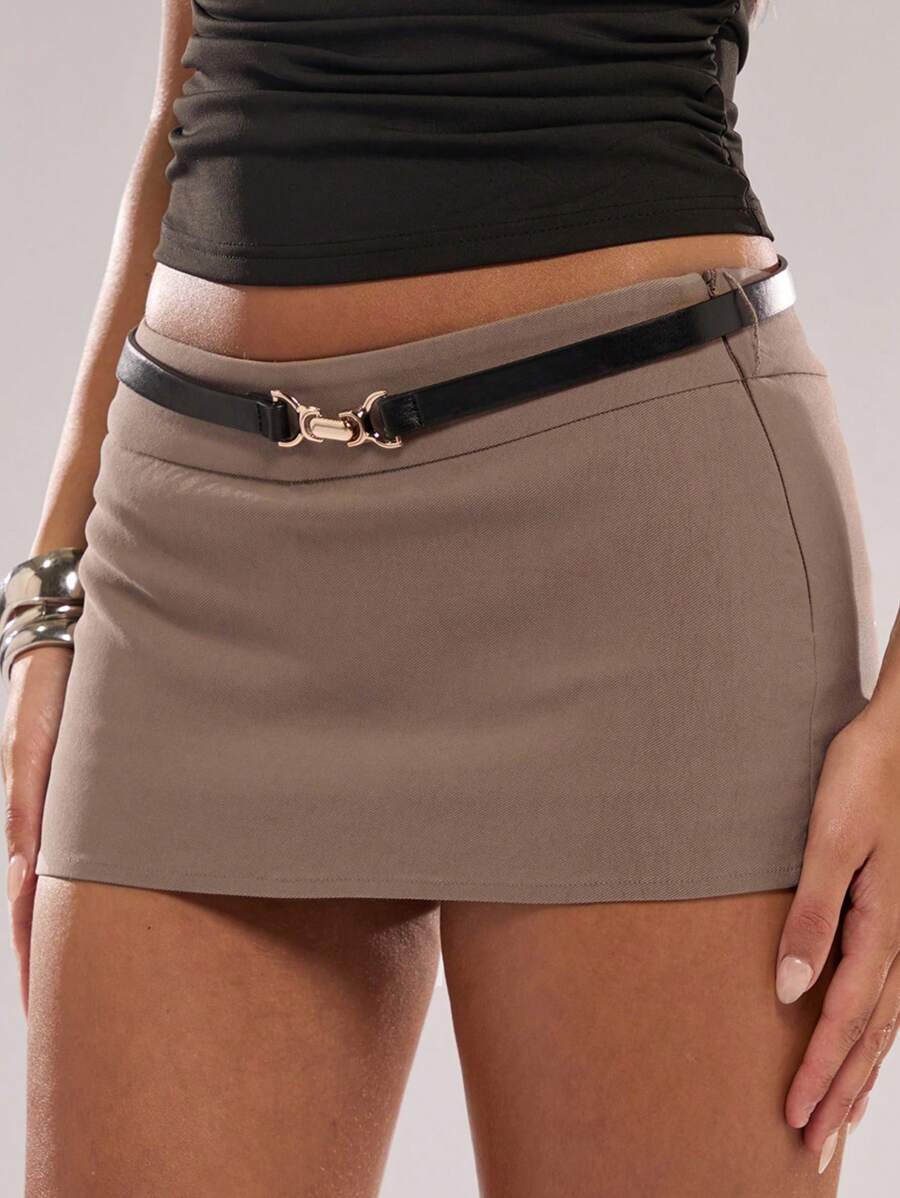 SHEIN BAE 女士纯色时尚紧身裙，适合日常穿着、早午餐、郊游、约会、通勤、休闲、邮轮装、伊比沙岛装 - 灰色 - 查看 1