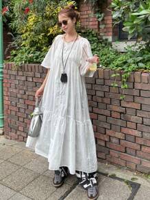 FRIFUL 女士棉麻风格休闲宽松纯色长衬衫，适合度假