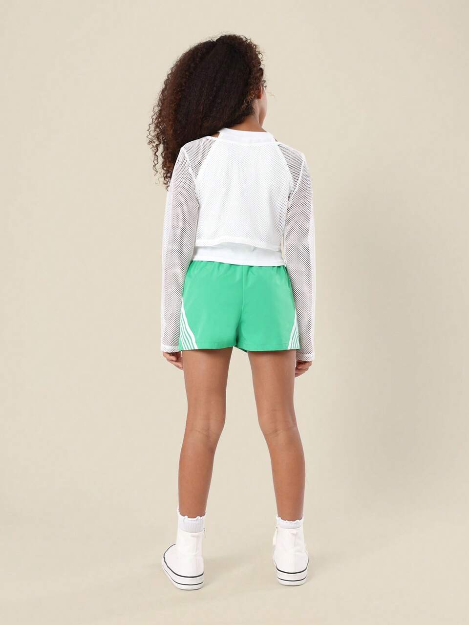 Top court et short en maille à manches longues, ensemble coordonné