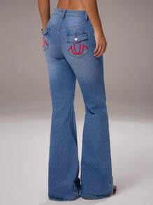 Avantive Blue Flare Jeans Bell Bottom Jeans Hippie Women Clothes Street Wear Womencasual Women Street Wear Women - Light Wash - View 3