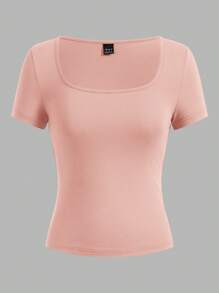 SHEIN EZwear 3 件套女士短袖短款修身休闲 T 恤，适合夏季 - 彩色 - 查看 4