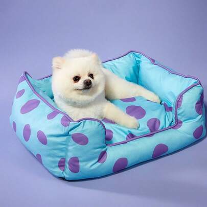 PETSIN 1 chiếc Pet Four Seasons Universal Thoải mái Thoáng khí Màu xanh Tím Màu sắc thời trang Tương phản Điểm sóng Thảm bên trong bể có thể tháo rời Có thể giặt được Thảm làm tổ cho mèo và chó