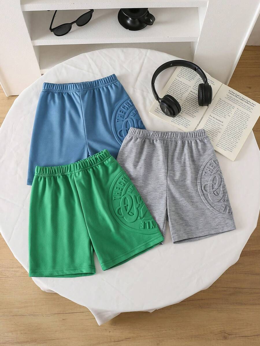 3件套时尚休闲男女幼儿儿童舒适针织七分裤 - 彩色 - 查看 1