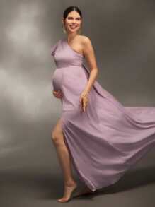 SHEIN Asymmetric Smooth Texture Photography Apparel For Baby Christening Party - Pink - View 6