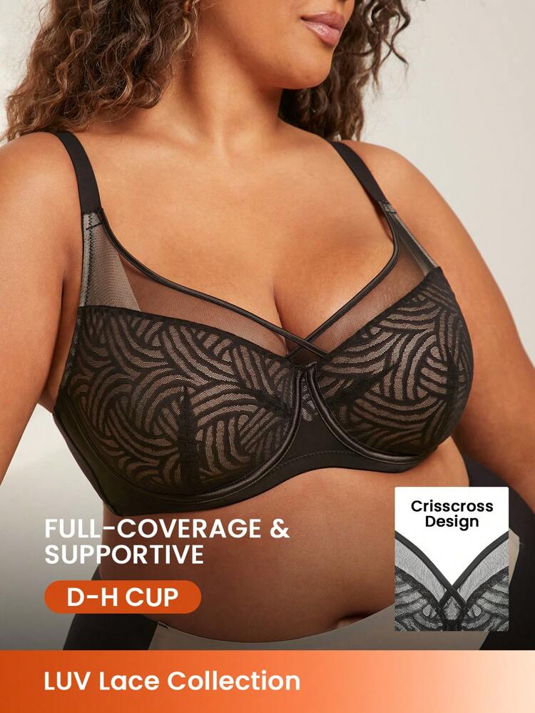 Plus Full Coverage Mesh Bra