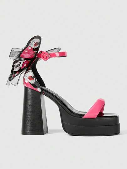 Fairycore Sandales à talons hauts élégantes et à la mode avec décoration nœud pour femmes