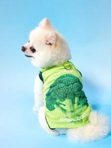 PETSIN Cute Broccoli & English Graphic Sleeveless Tank Top, Lightweight Breathable Comfortable Summer Pet Vest, European And American Hot Seller - Multicolor - View 2