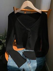 Comfortcana Femmes Cardigans Décontractés Couleur Unie Manches Longues Légers - Noir - Voir 5