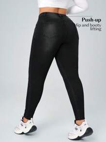 Flexra Damskie jeansy skinny fit w jednolitym kolorze, w dużych rozmiarach, modne na lato