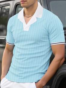 Manfinity Homme Men's Striped Short Sleeve Casual Commute Polo Shirt Summer Men Clothes