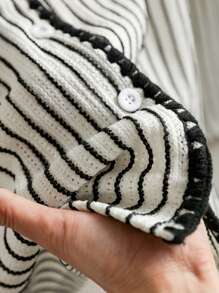 CosyJoli Frauen Große Größen 2 Teile Set, Lässig gestreiftes T-Shirt und Shorts, Sommer