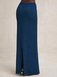 NYA SZN 女式高腰抽绳细节休闲日常度假春夏弹力针织裙套装 - 藍色 - 查看 3