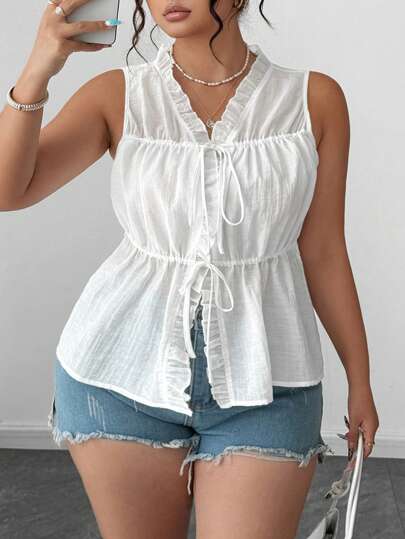 Elenzga 大码纯色短袖衬衫，夏季时尚