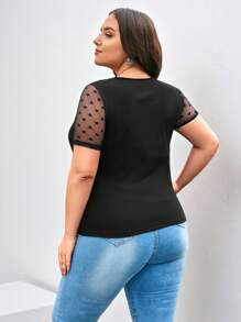 SHEIN Clasi Camiseta de manga raglán con malla y contraste en forma de corazón, de verano