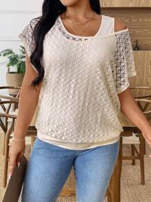 Weeklong Damen Große Größen Sweatshirt in Unifarbe, Off-Shoulder, Cut Out Schnitt