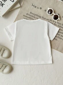 SHEIN Baby Jungen & Mädchen Cute Funny Mein erster Vatertag Buchstaben Grafik T-Shirt, weiches komfortables Strickgewebe, geeignet für Neugeborene, Outdoor, Vatertag, Fotoshooting, Alltag Lässig Tragen, Frühling/Sommer