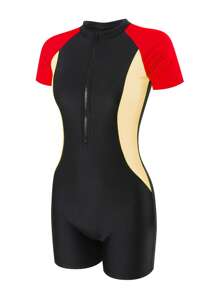 Swim SPRTY Women Colorblock Zipper Rashguards For Beach & Casual Wear For Summer Beach Vacation - Multicolor - View 3