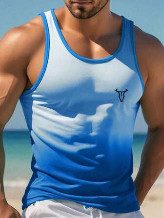 Manfinity Sport Corelite Men's Summer Bull Head & Ombre Contrast Binding Sports Vest