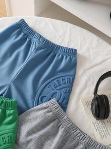 3件套时尚休闲男女幼儿儿童舒适针织七分裤 - 彩色 - 查看 4