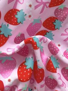 Swim Mod Women's Summer Bikini Top, Strawberry Print, Sexy Halter - Pink - View 6