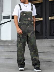Manfinity Homme 男士牛仔背带裤，时尚休闲迷彩连体裤，适合夏季 - 彩色 - 查看 6