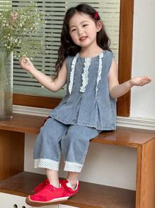 DAZY Young Girls Denim Two Pieces Outfits - Medium Wash - View 6