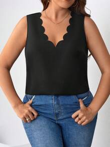 SHEIN VCAY Bluse mit Bogenkante, - Schwarz - Übersicht 5