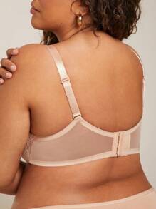 LUVLETTE Lencería de talla grande tipo salón, con cobertura total, soporte y transpirabilidad, sujetador sexy sin forro de encaje y malla minimizador