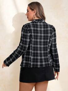 SHEIN Clasi 大码女式白色底色花卉印花夹克，秋冬季优雅外套 - 彩色 - 查看 2