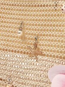 ROMWE Fairycore 1 件手工编织手提包，带有人造兰花、百合和贝壳装饰，大容量单肩包，适合夏季度假和海滩（配件需要 DIY 组装） - 彩色 - 查看 4