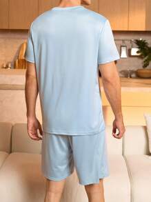 Manfinity Underwear&Sleepwear Basics Juego de pijama cómodo y suave para hombres, ropa de estar en casa