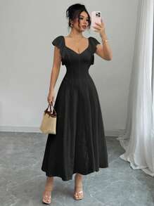 Elenzga Princess Seam A-Line Dress, Elegant Romantic Design, Made Of High Quality Fabric