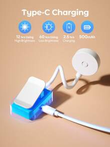 Teckwe Mini Portable LED Book Light Clip-On Night Light USB Rechargeable LED Adjustable Brightness Eyecare Table Lamp For Bedroom Camping Study Reading - White - View 7