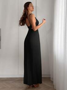 Firerie 优雅浪漫时尚通勤性感优雅风格连衣裙，适合派对、度假、返校、浪漫约会和婚礼生日，女士长裙 - 黑色 - 查看 2