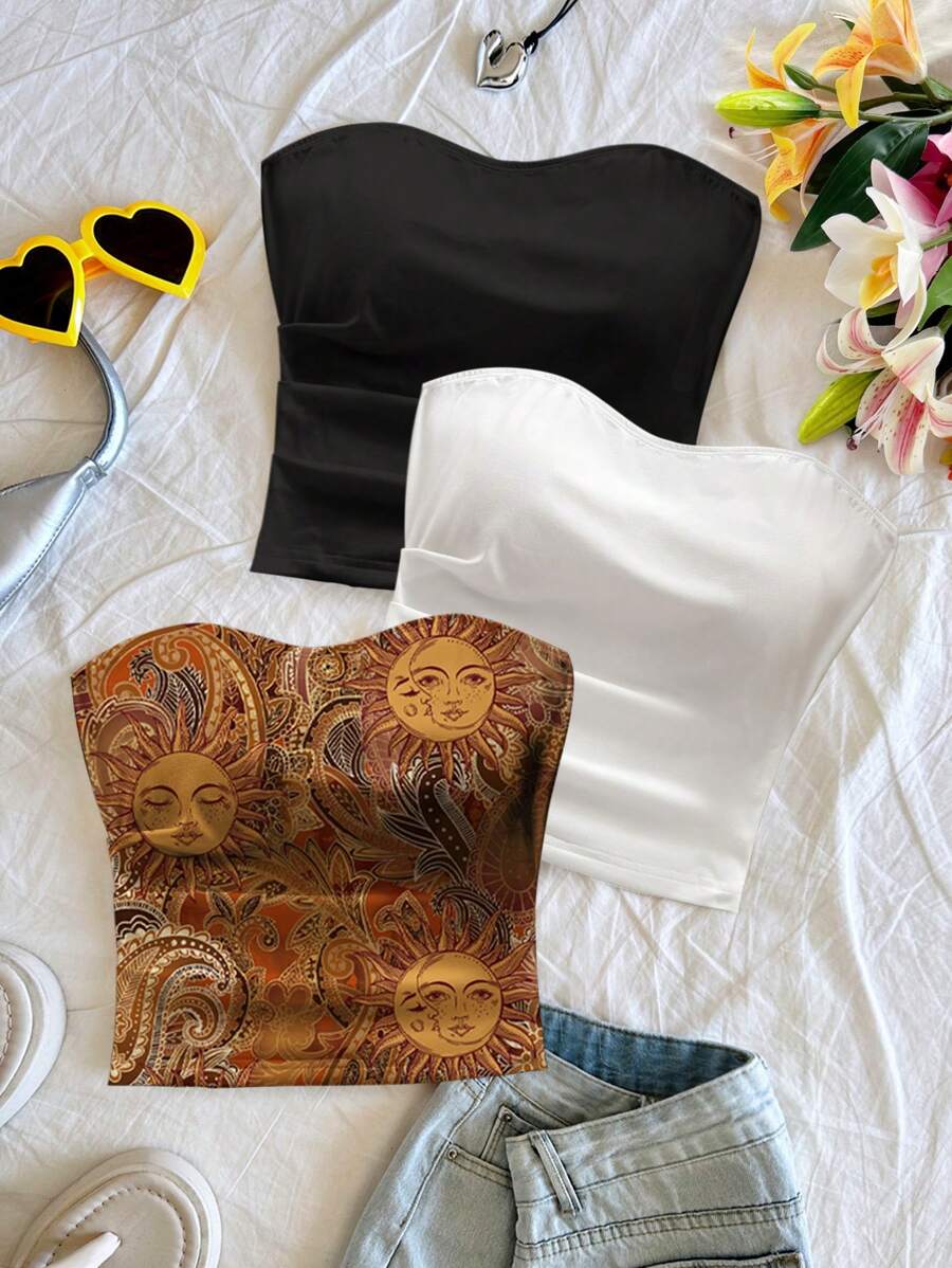 Soleia 3件套女士度假抹胸上衣