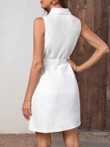 Selenza Vestido camisero mezclilla con diseño de solapa con cinturón