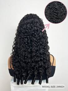 13x4 蕾丝前发假发 真人发缅甸卷发假发 180 密度湿发波浪透明蕾丝前发假发 螺旋发尾 自然色 - SNatural - 查看 3